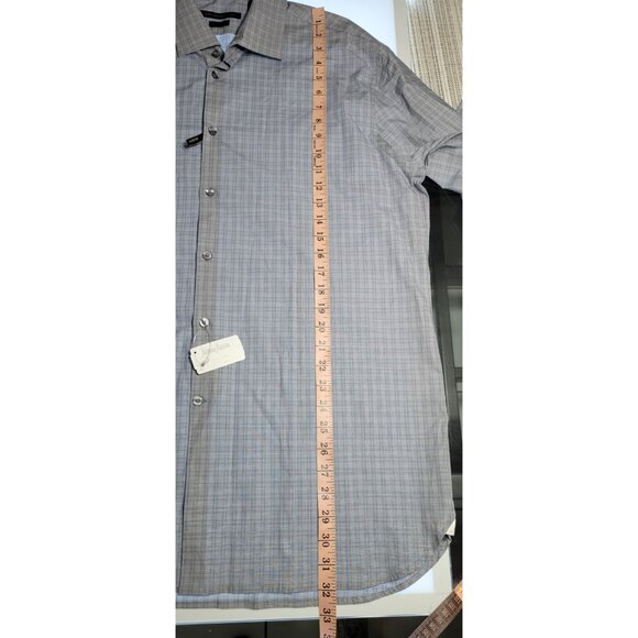 John Varvatos Regu Fit Dress Shirt Button Up Size 36/37 17 1/2 Plaid Royal Bl - Picture 15 of 16